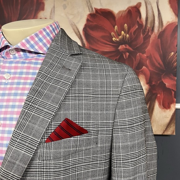 Kenneth Cole Blazer Sport Coat Mens 46L Long Slim Fit Wool Blend Stretch Gray - Picture 4 of 12